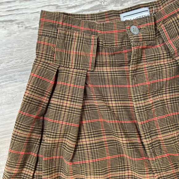Palmetto’s Vintage Brown Plaid Pleated High Rise Shorts Made in USA Academia - Picture 2 of 5
